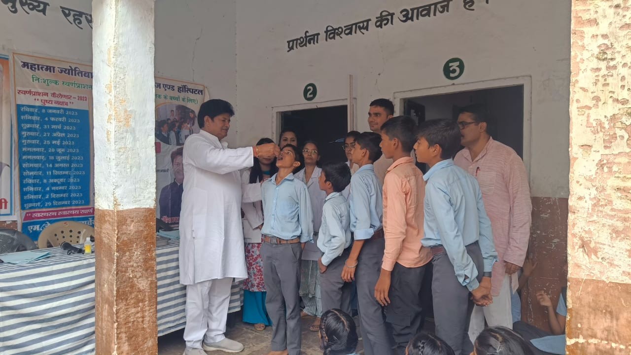 Free Children Health Checkup Camp & Swarnaprashana Camp at  Govindgarh on 14.08.2023